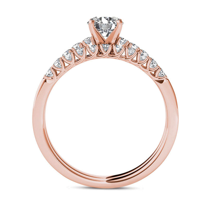 1.0 CT. T.W. Natural Diamond Bridal Engagement Ring Set in Solid 14K Rose Gold