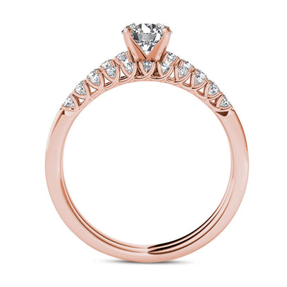 1.0 CT. T.W. Natural Diamond Bridal Engagement Ring Set in Solid 14K Rose Gold