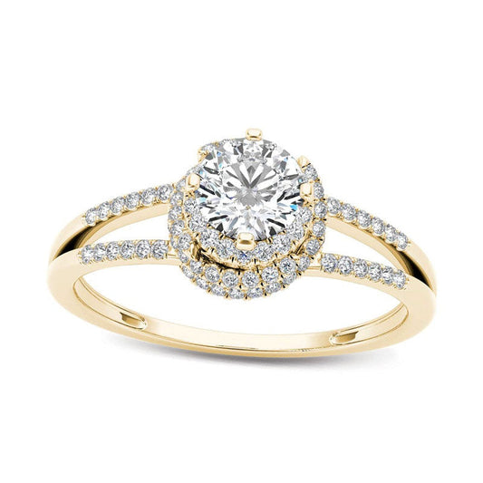 0.75 CT. T.W. Natural Diamond Frame Split Shank Engagement Ring in Solid 14K Gold