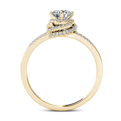 0.75 CT. T.W. Natural Diamond Frame Split Shank Engagement Ring in Solid 14K Gold