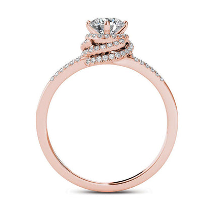 0.75 CT. T.W. Natural Diamond Frame Split Shank Engagement Ring in Solid 14K Rose Gold