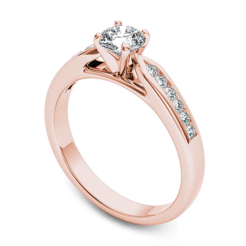 0.63 CT. T.W. Natural Diamond Engagement Ring in Solid 14K Rose Gold