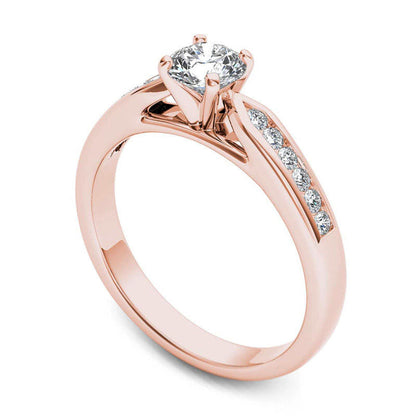 0.63 CT. T.W. Natural Diamond Engagement Ring in Solid 14K Rose Gold