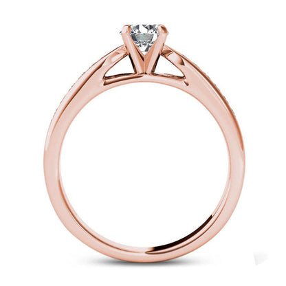 0.63 CT. T.W. Natural Diamond Engagement Ring in Solid 14K Rose Gold