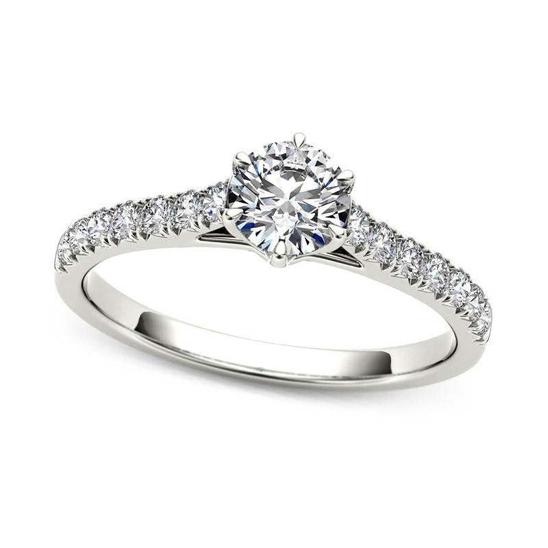 0.75 CT. T.W. Natural Diamond Engagement Ring in Solid 14K White Gold