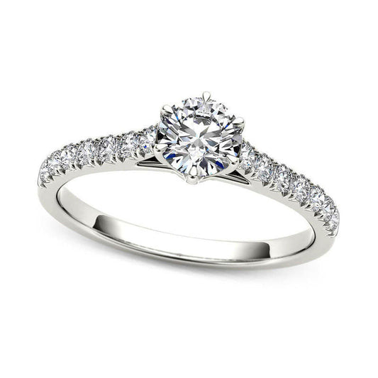 0.75 CT. T.W. Natural Diamond Engagement Ring in Solid 14K White Gold