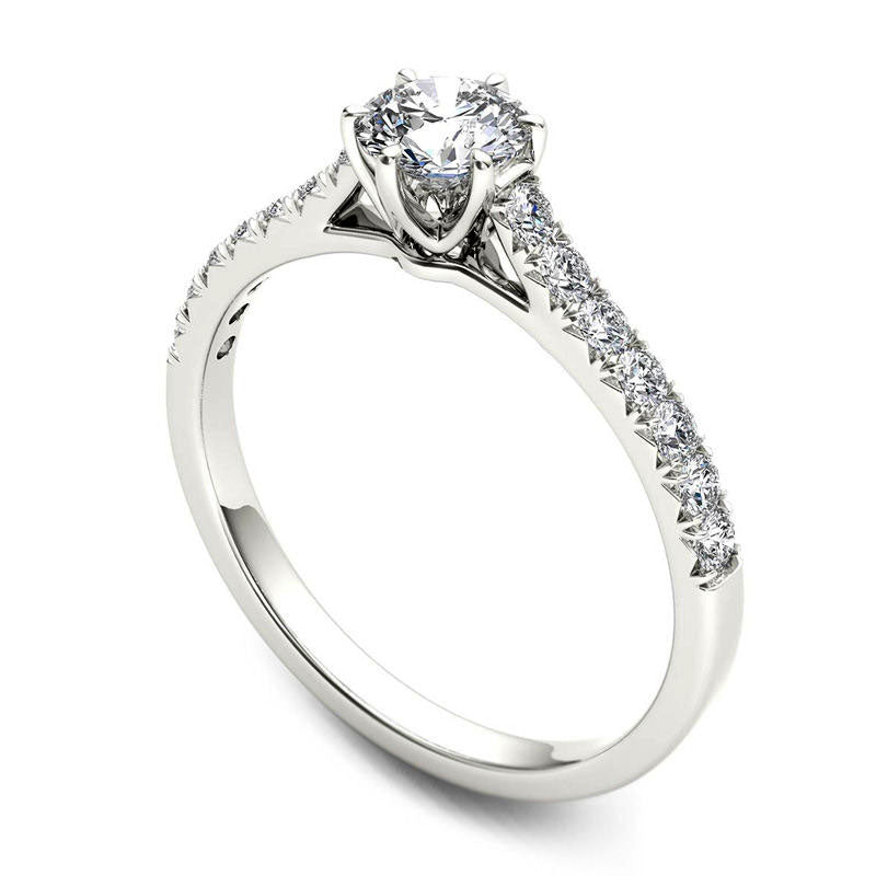 0.75 CT. T.W. Natural Diamond Engagement Ring in Solid 14K White Gold