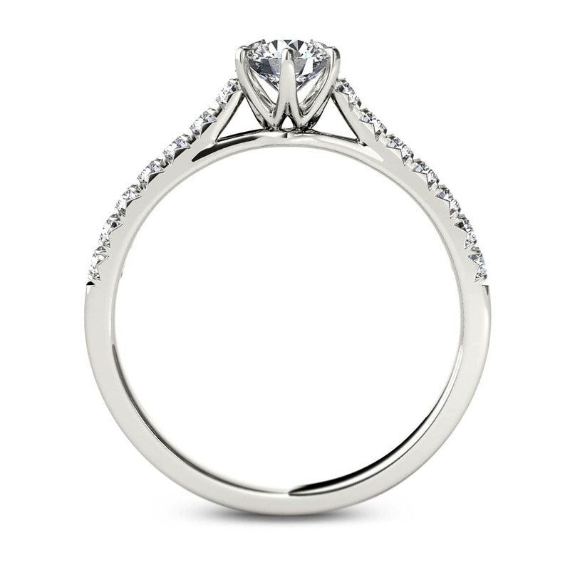 0.75 CT. T.W. Natural Diamond Engagement Ring in Solid 14K White Gold