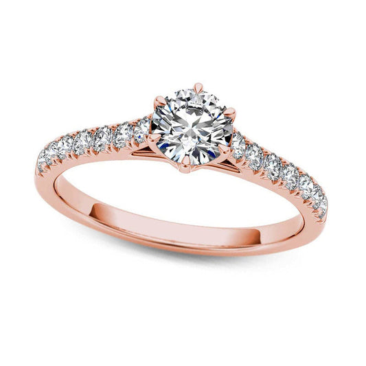 0.75 CT. T.W. Natural Diamond Engagement Ring in Solid 14K Rose Gold