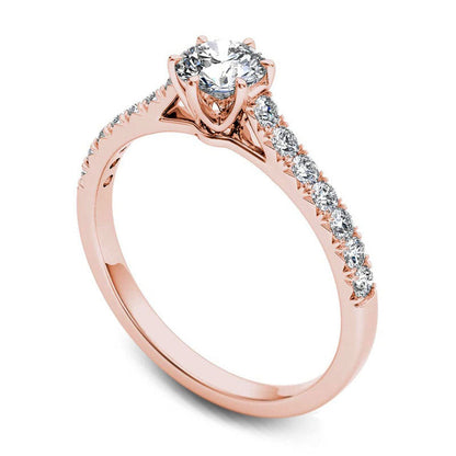 0.75 CT. T.W. Natural Diamond Engagement Ring in Solid 14K Rose Gold