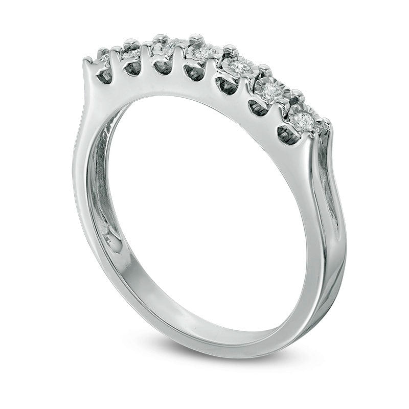 0.10 CT. T.W. Natural Diamond Seven Stone Anniversary Band in Sterling Silver