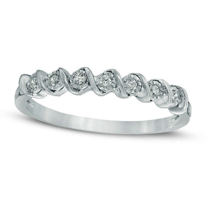 0.07 CT. T.W. Natural Diamond Seven Stone S" Anniversary Band in Sterling Silver"