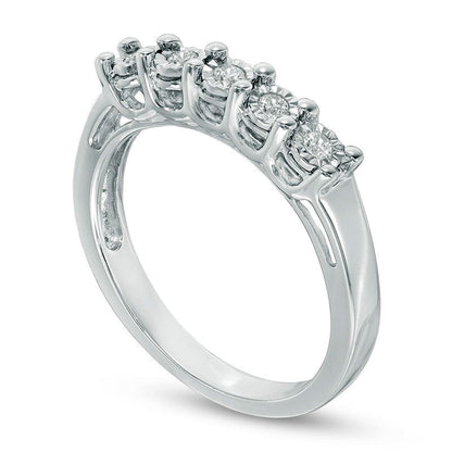 0.10 CT. T.W. Natural Diamond Five Stone Anniversary Band in Sterling Silver