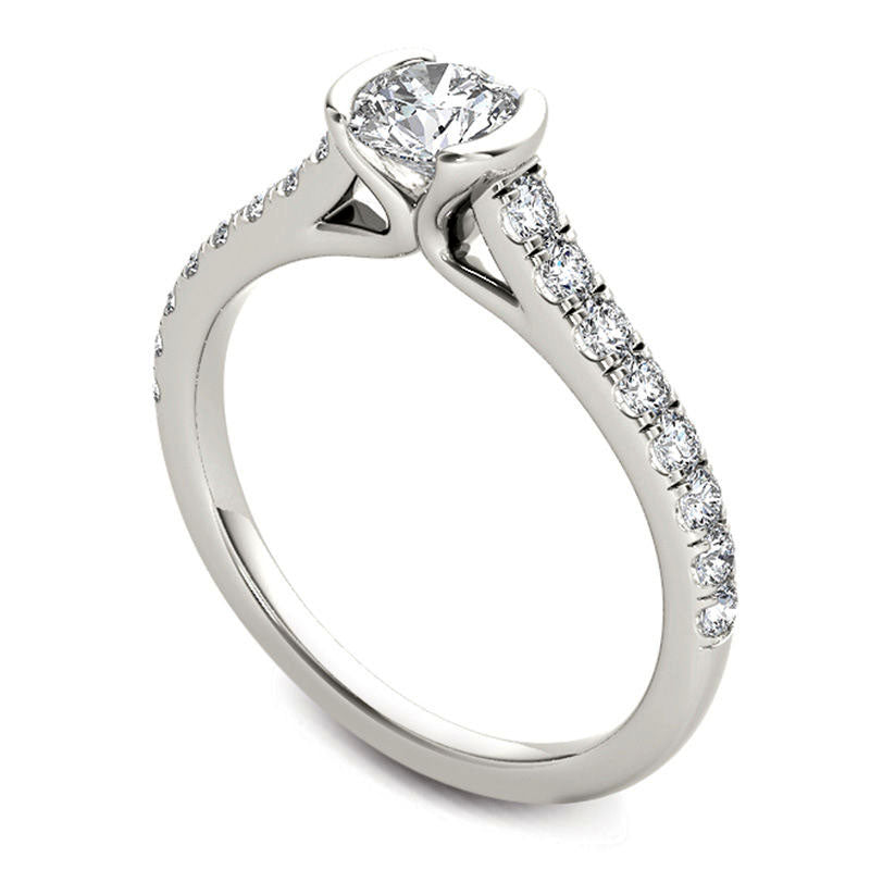 0.75 CT. T.W. Natural Diamond Engagement Ring in Solid 14K White Gold