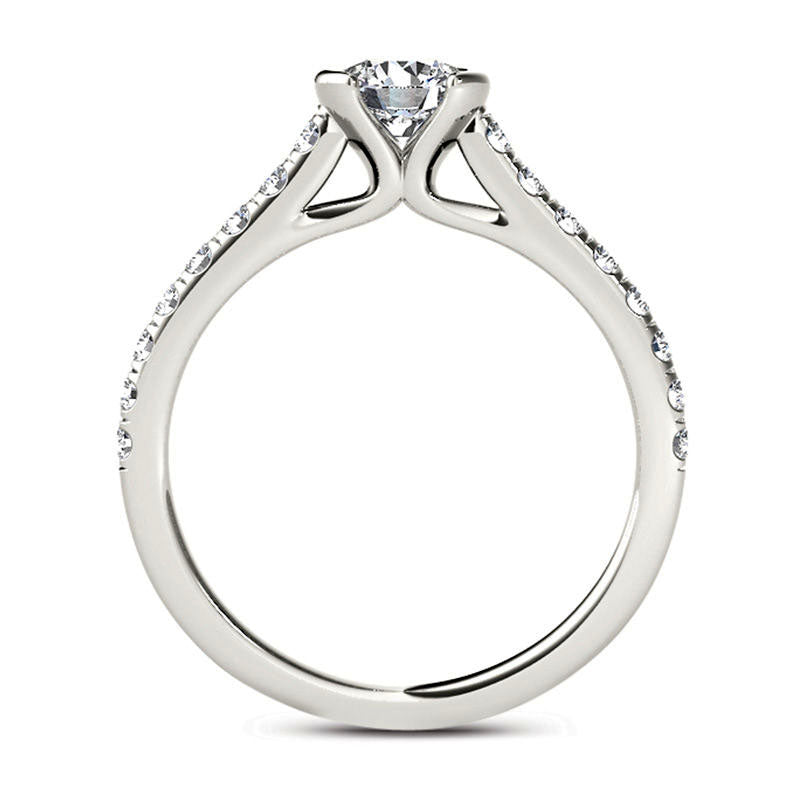 0.75 CT. T.W. Natural Diamond Engagement Ring in Solid 14K White Gold