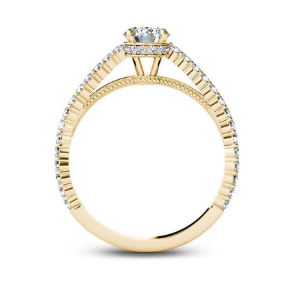 0.75 CT. T.W. Natural Diamond Etched Engagement Ring in Solid 14K Gold