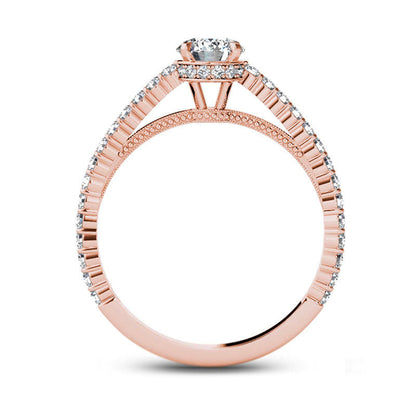 0.75 CT. T.W. Natural Diamond Etched Engagement Ring in Solid 14K Rose Gold