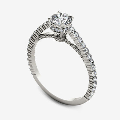 0.75 CT. T.W. Natural Diamond Etched Engagement Ring in Solid 14K White Gold