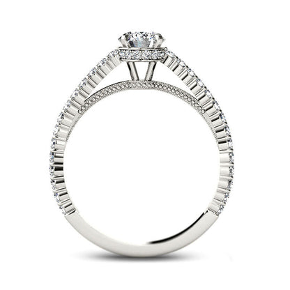 0.75 CT. T.W. Natural Diamond Etched Engagement Ring in Solid 14K White Gold