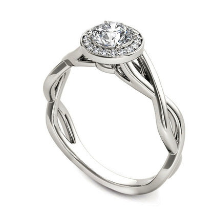 0.50 CT. T.W. Natural Diamond Frame Twist Shank Engagement Ring in Solid 14K White Gold