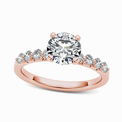 0.75 CT. T.W. Natural Diamond Engagement Ring in Solid 14K Rose Gold