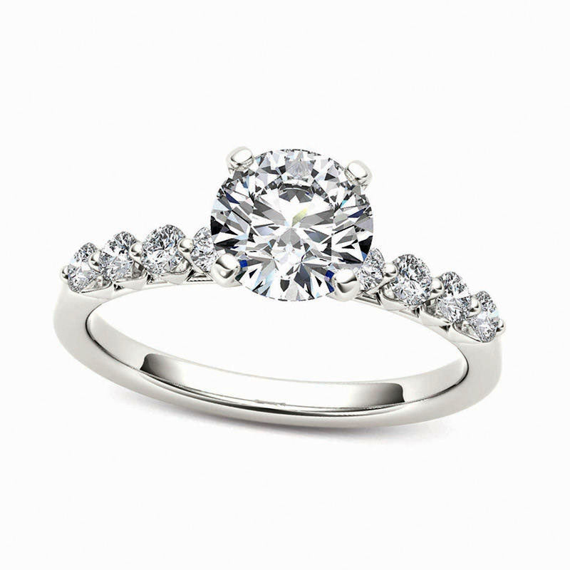 0.75 CT. T.W. Natural Diamond Engagement Ring in Solid 14K White Gold