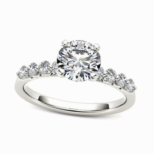 0.75 CT. T.W. Natural Diamond Engagement Ring in Solid 14K White Gold