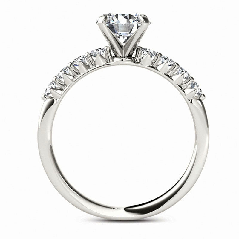 0.75 CT. T.W. Natural Diamond Engagement Ring in Solid 14K White Gold