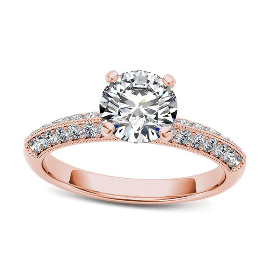 0.75 CT. T.W. Natural Diamond Antique Vintage-Style Engagement Ring in Solid 14K Rose Gold