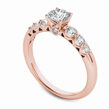 0.75 CT. T.W. Natural Diamond Engagement Ring in Solid 14K Rose Gold