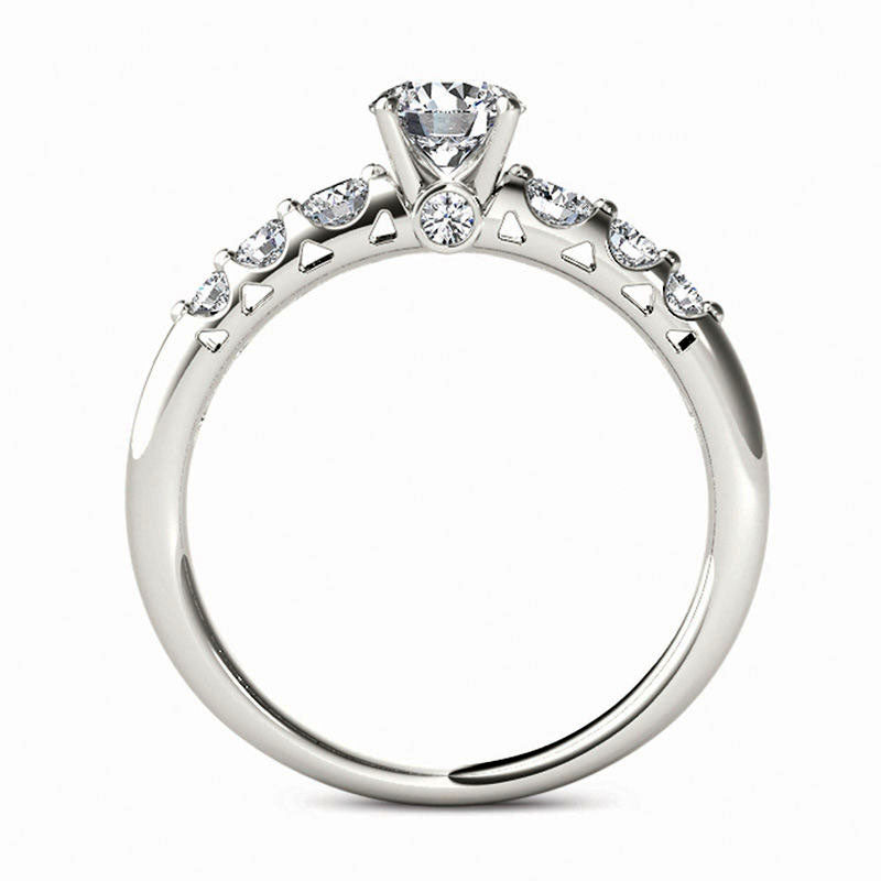 0.75 CT. T.W. Natural Diamond Engagement Ring in Solid 14K White Gold