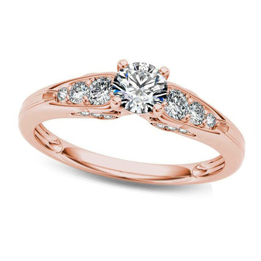 0.63 CT. T.W. Natural Diamond Engagement Ring in Solid 14K Rose Gold