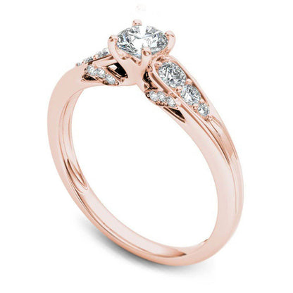 0.63 CT. T.W. Natural Diamond Engagement Ring in Solid 14K Rose Gold