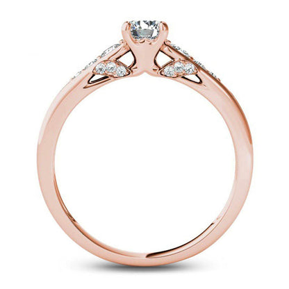 0.63 CT. T.W. Natural Diamond Engagement Ring in Solid 14K Rose Gold