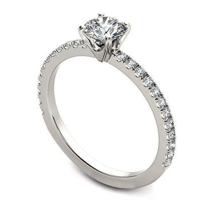 0.75 CT. T.W. Natural Diamond Engagement Ring in Solid 14K White Gold