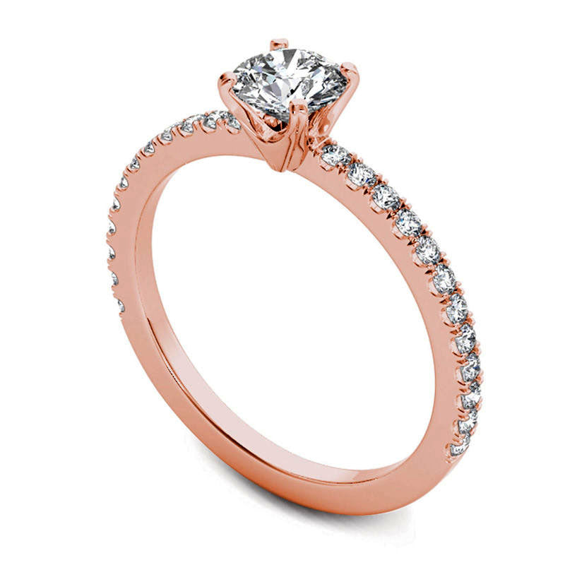 0.75 CT. T.W. Natural Diamond Engagement Ring in Solid 14K Rose Gold