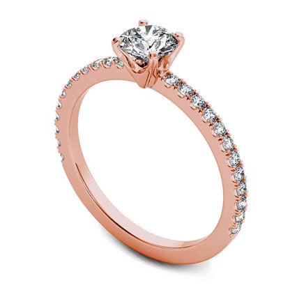 0.75 CT. T.W. Natural Diamond Engagement Ring in Solid 14K Rose Gold
