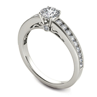 0.88 CT. T.W. Natural Diamond Engagement Ring in Solid 14K White Gold