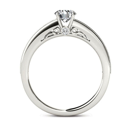 0.88 CT. T.W. Natural Diamond Engagement Ring in Solid 14K White Gold