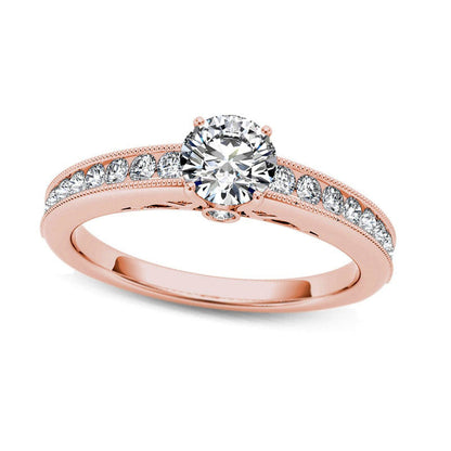 0.88 CT. T.W. Natural Diamond Engagement Ring in Solid 14K Rose Gold