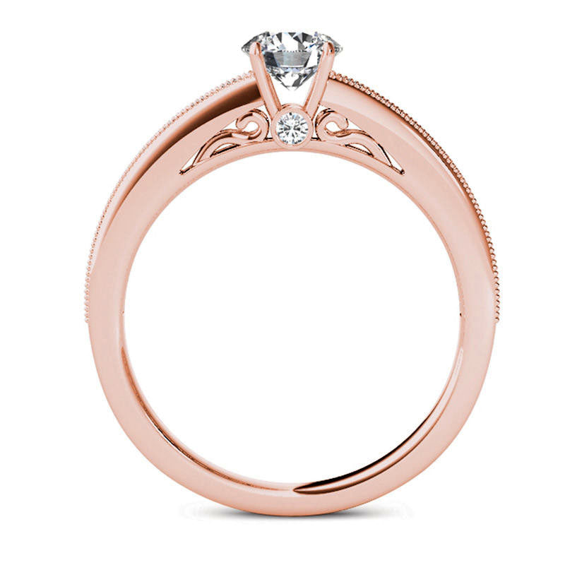 0.88 CT. T.W. Natural Diamond Engagement Ring in Solid 14K Rose Gold