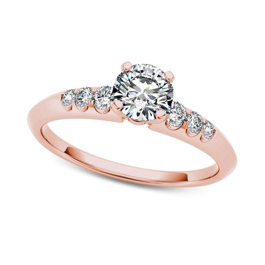 0.75 CT. T.W. Natural Diamond Engagement Ring in Solid 14K Rose Gold