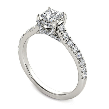 0.75 CT. T.W. Princess-Cut Natural Diamond Engagement Ring in Solid 14K White Gold
