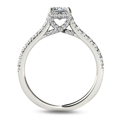 0.75 CT. T.W. Princess-Cut Natural Diamond Engagement Ring in Solid 14K White Gold