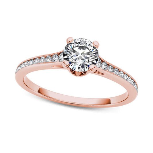 0.75 CT. T.W. Natural Diamond Engagement Ring in Solid 14K Rose Gold