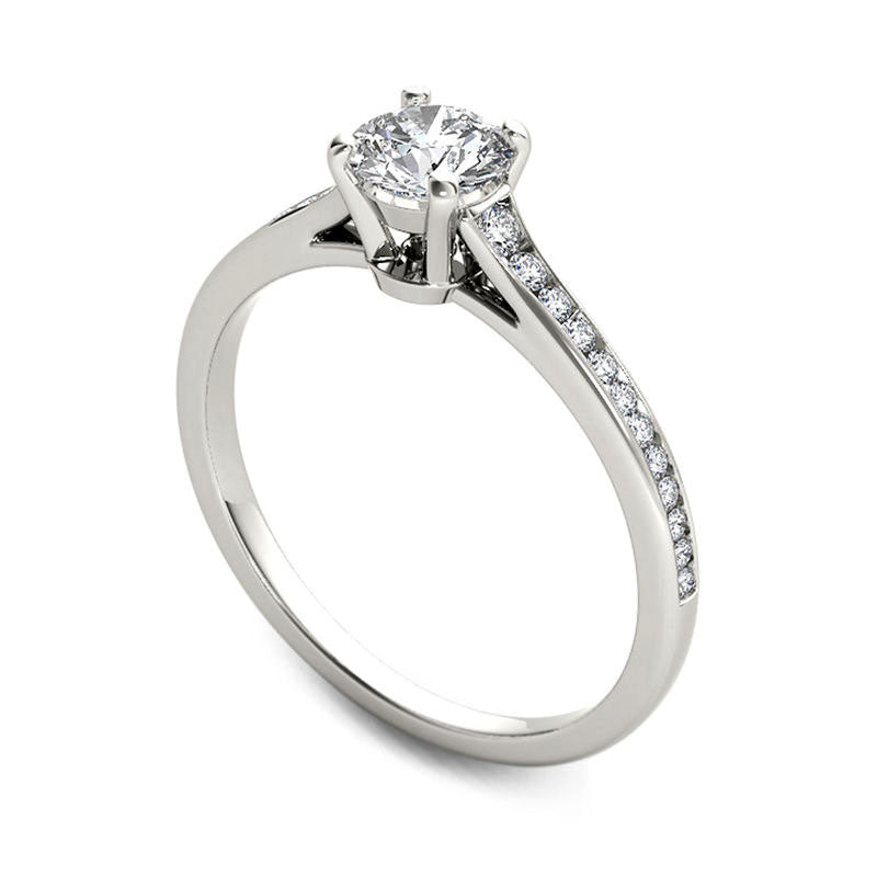 0.75 CT. T.W. Natural Diamond Engagement Ring in Solid 14K White Gold