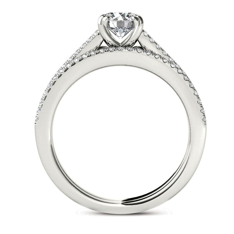 1.0 CT. T.W. Natural Diamond Split Shank Bridal Engagement Ring Set in Solid 14K White Gold