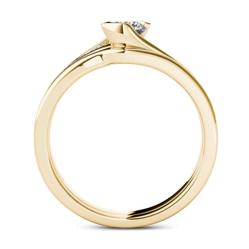 0.50 CT. T.W. Natural Diamond Bypass Bridal Engagement Ring Set in Solid 14K Gold