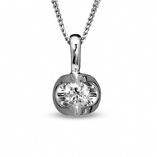 0.1 CT. Certified Canadian Natural Clarity Enhanced Solitaire Pendant in 14K White Gold (I/I2) - 17