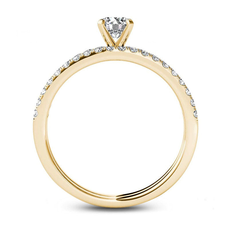 0.75 CT. T.W. Natural Diamond Bridal Engagement Ring Set in Solid 14K Gold